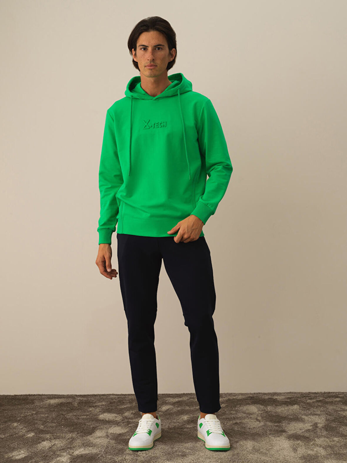 Xint Yeşil Pamuk Dokulu Regular Fit Sweatshirt