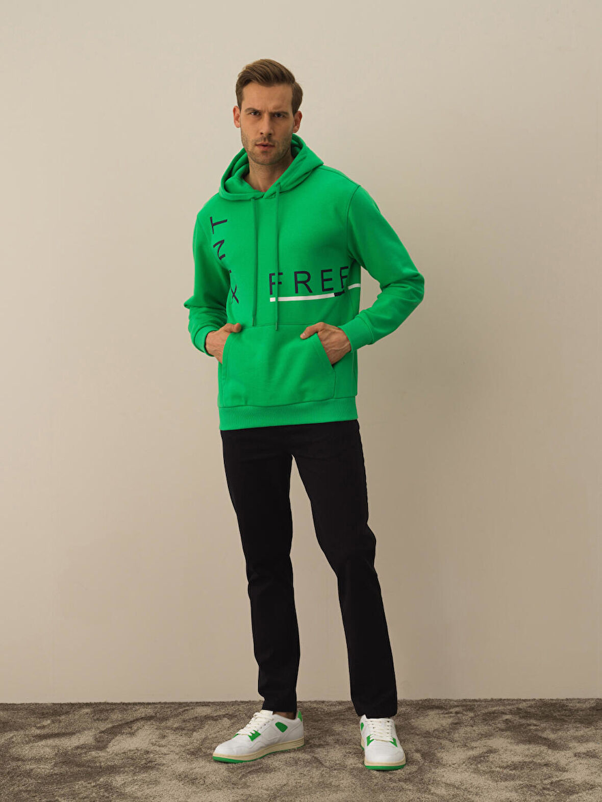 Xint Yeşil Pamuk Dokulu Regular Fit Sweatshirt