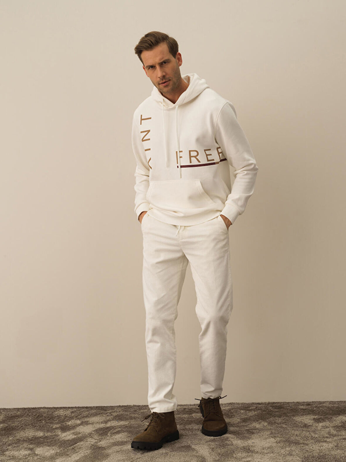 Xint Ekru Pamuk Dokulu Regular Fit Sweatshirt