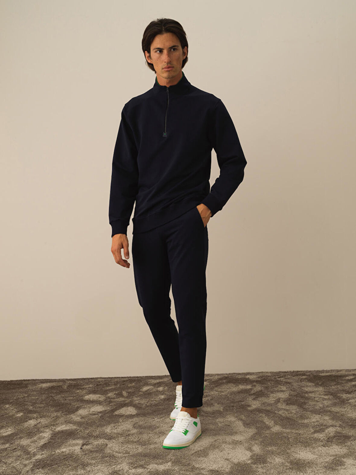 Xint Lacivert Pamuk Dokulu Regular Fit Sweatshirt