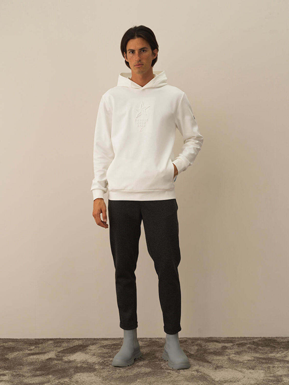 Xint Kırık Beyaz Pamuk Dokulu Regular Fit Sweatshirt
