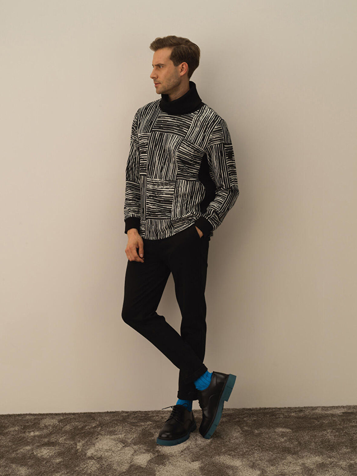 Xint Siyah Pamuk Dokulu Slim Fit Jogger Pantolon