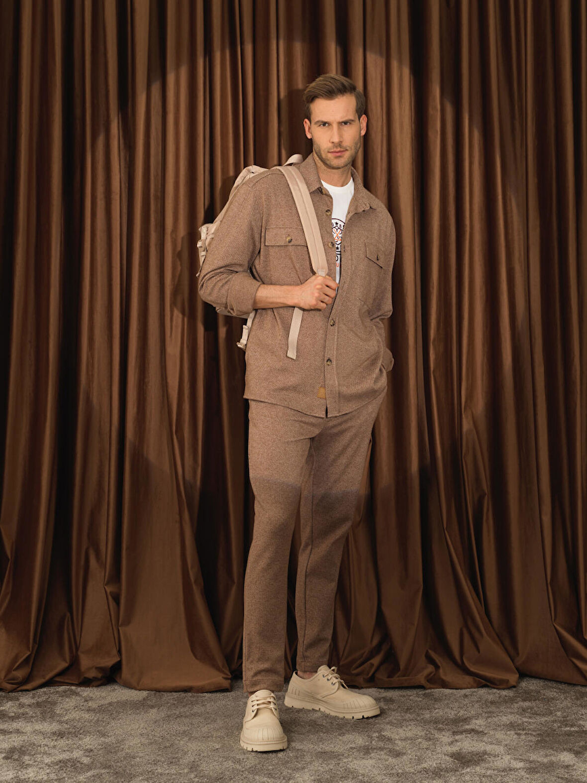 Xint Camel Doğal Yün Dokulu Regular Fit Gömlek Ceket