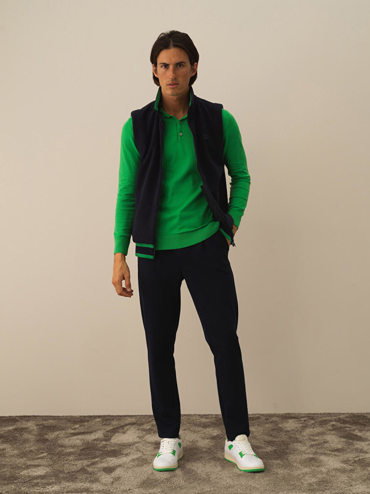 Xint Lacivert Pamuk Dokulu Regular Fit Yelek