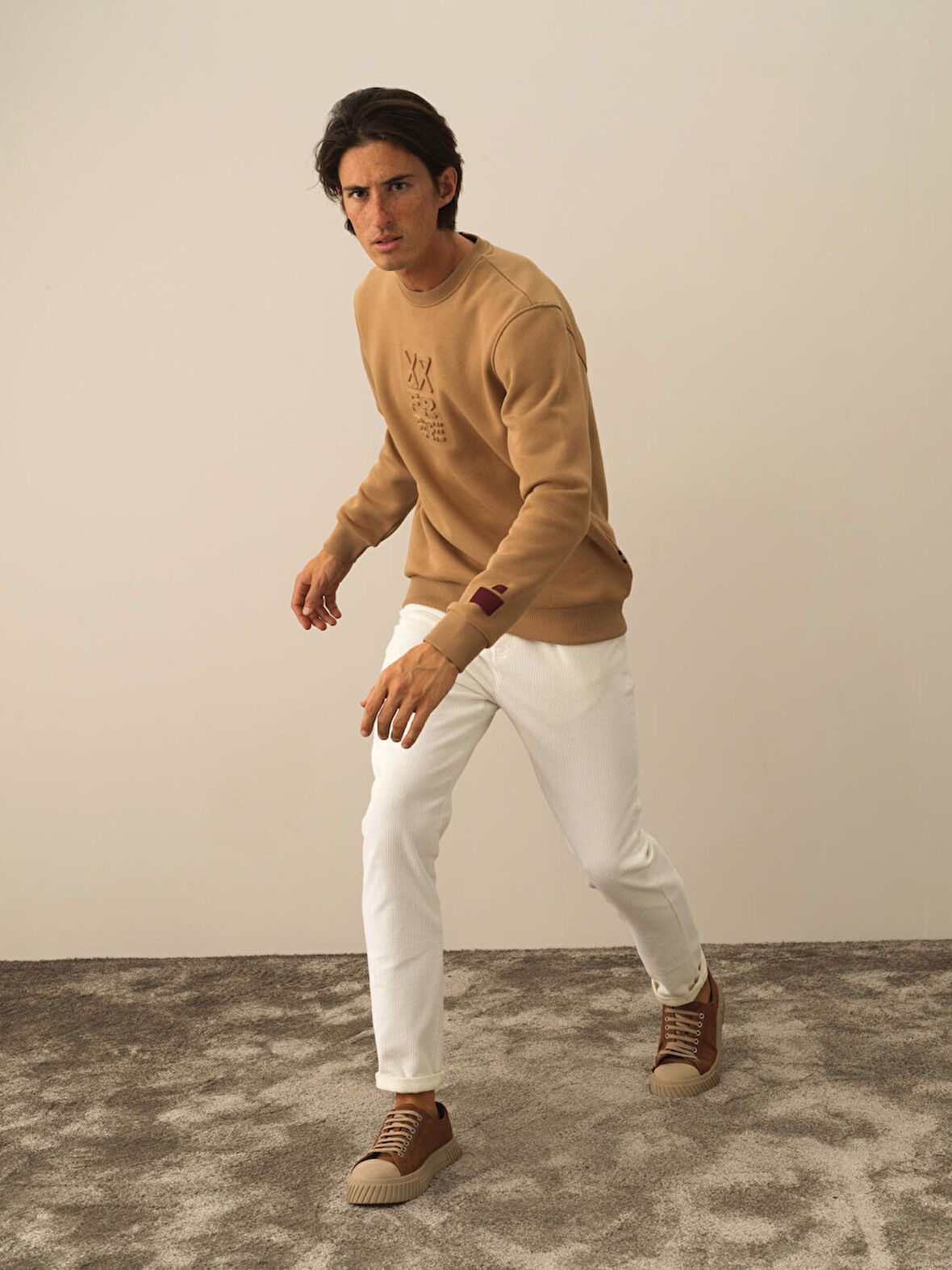 Xint Camel Pamuk Dokulu Regular Fit Sweatshirt