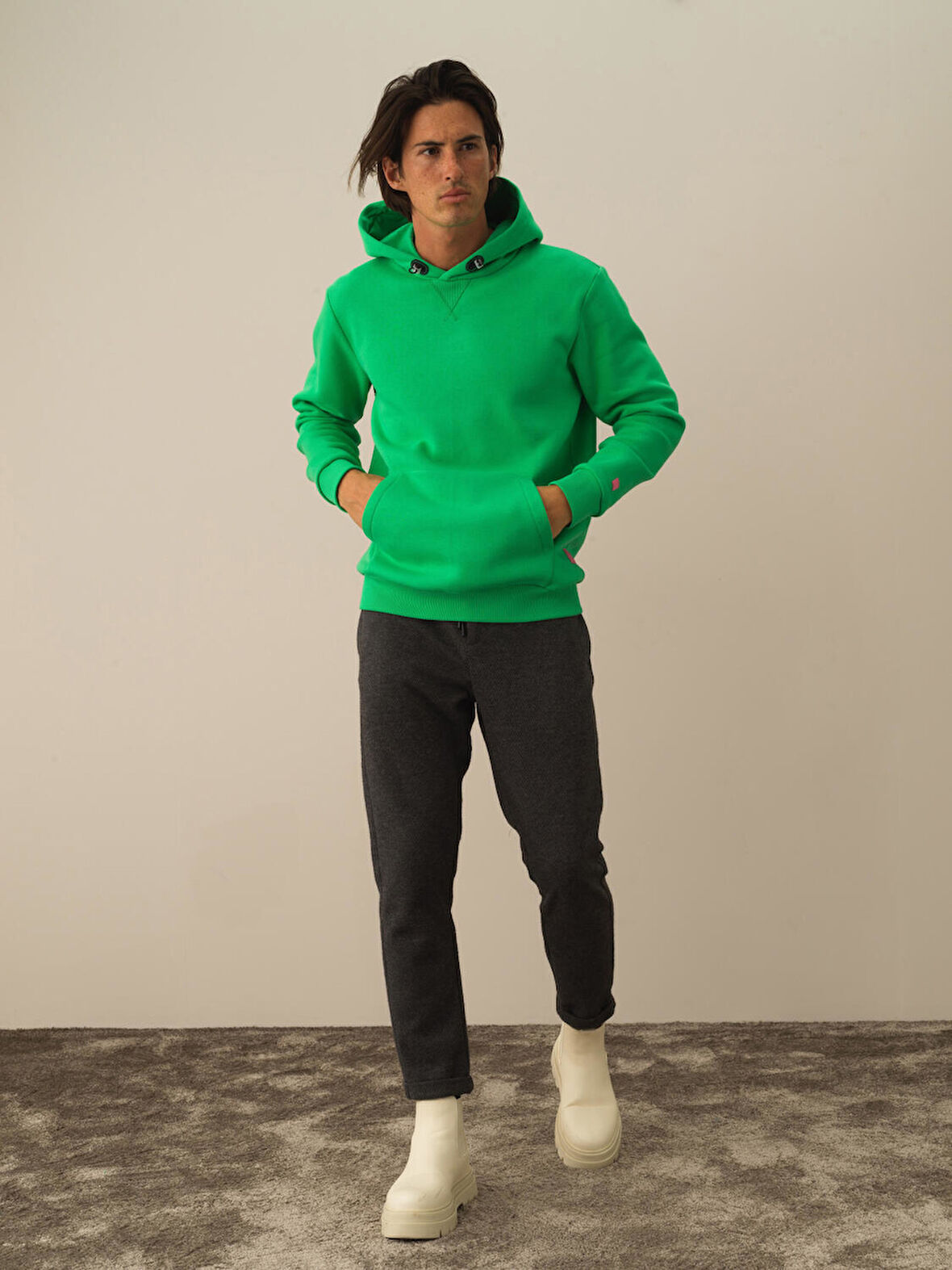 Xint Yeşil Pamuk Dokulu Regular Fit Sweatshirt