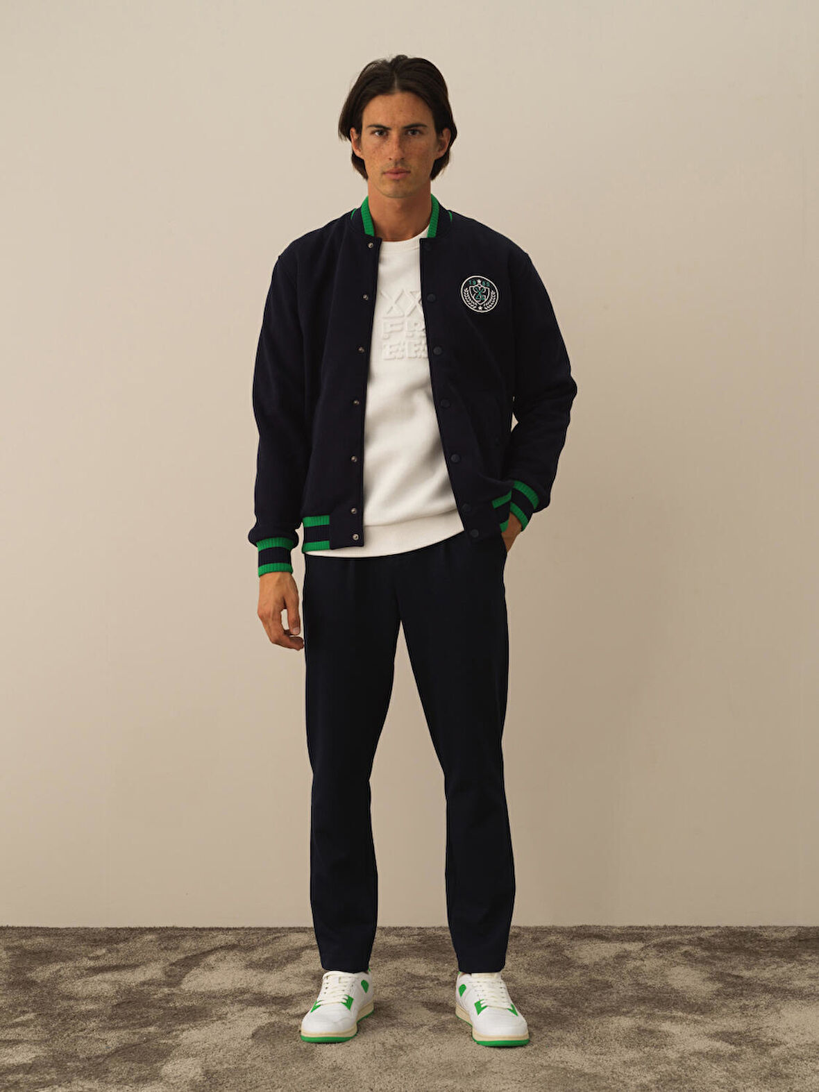 Xint Lacivert Pamuk Dokulu Regular Fit Sweatmont