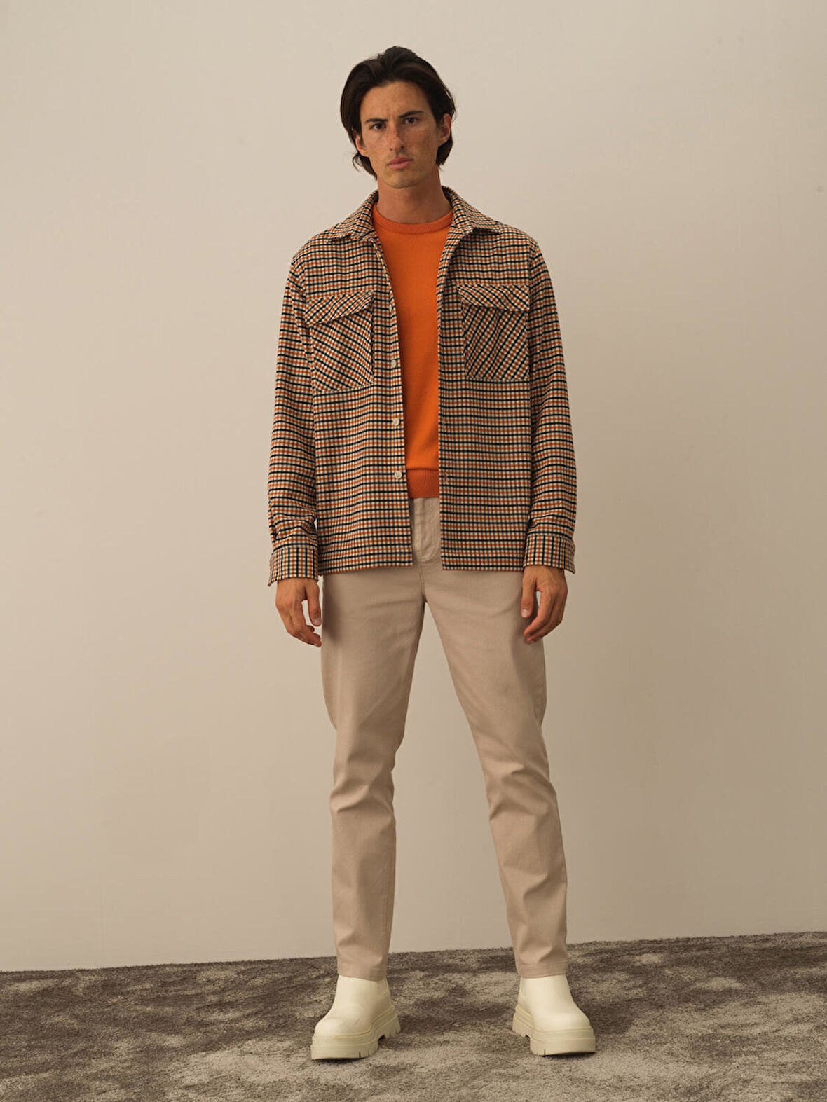 Xint Oranj Esnek Dokulu Slim Fit Gömlek