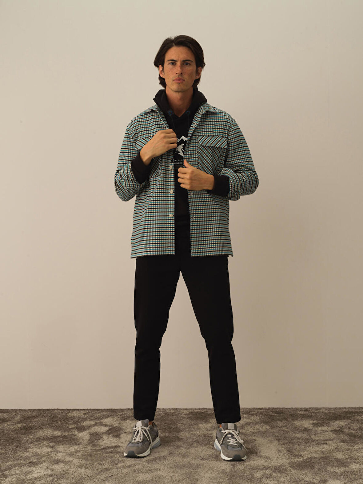 Xint Mavi Esnek Dokulu Slim Fit Gömlek