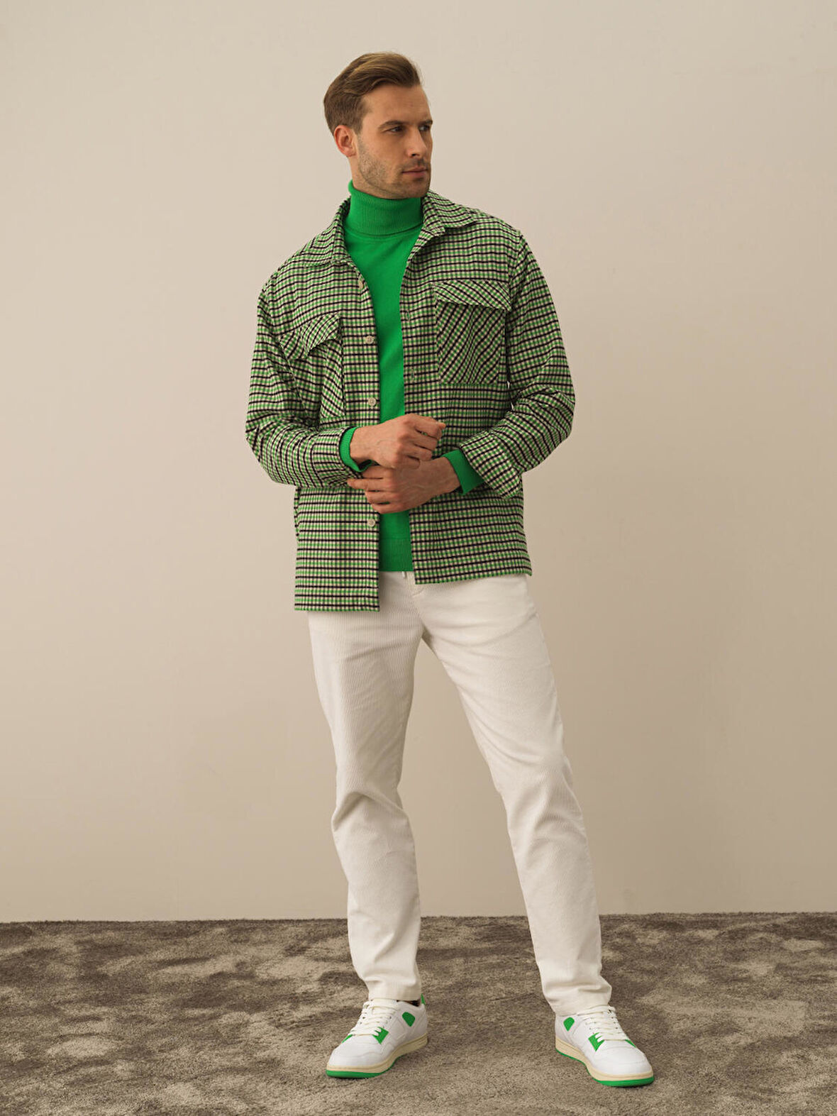 Xint Yeşil Esnek Dokulu Slim Fit Gömlek