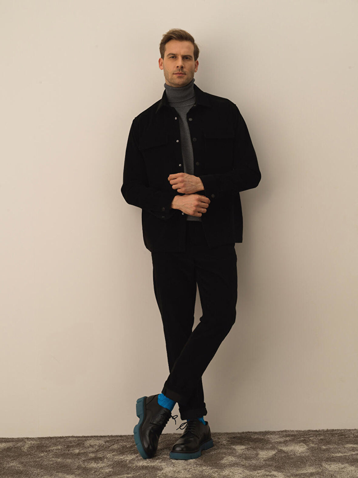 Xint Siyah Pamuk Dokulu Regular Fit Gömlek Ceket