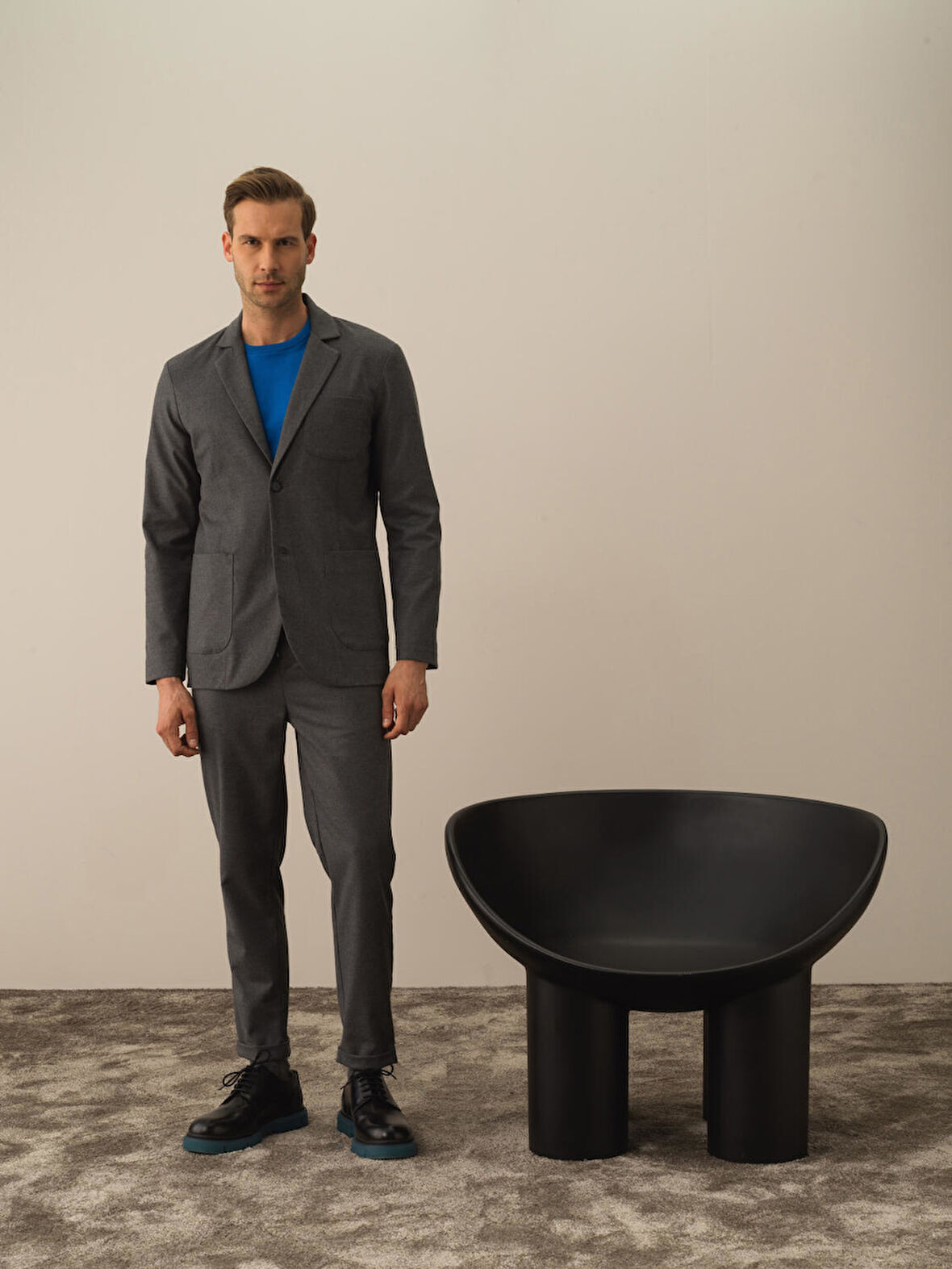 Xint Koyu Gri Dokulu Esnek Dokulu Regular Fit Ceket