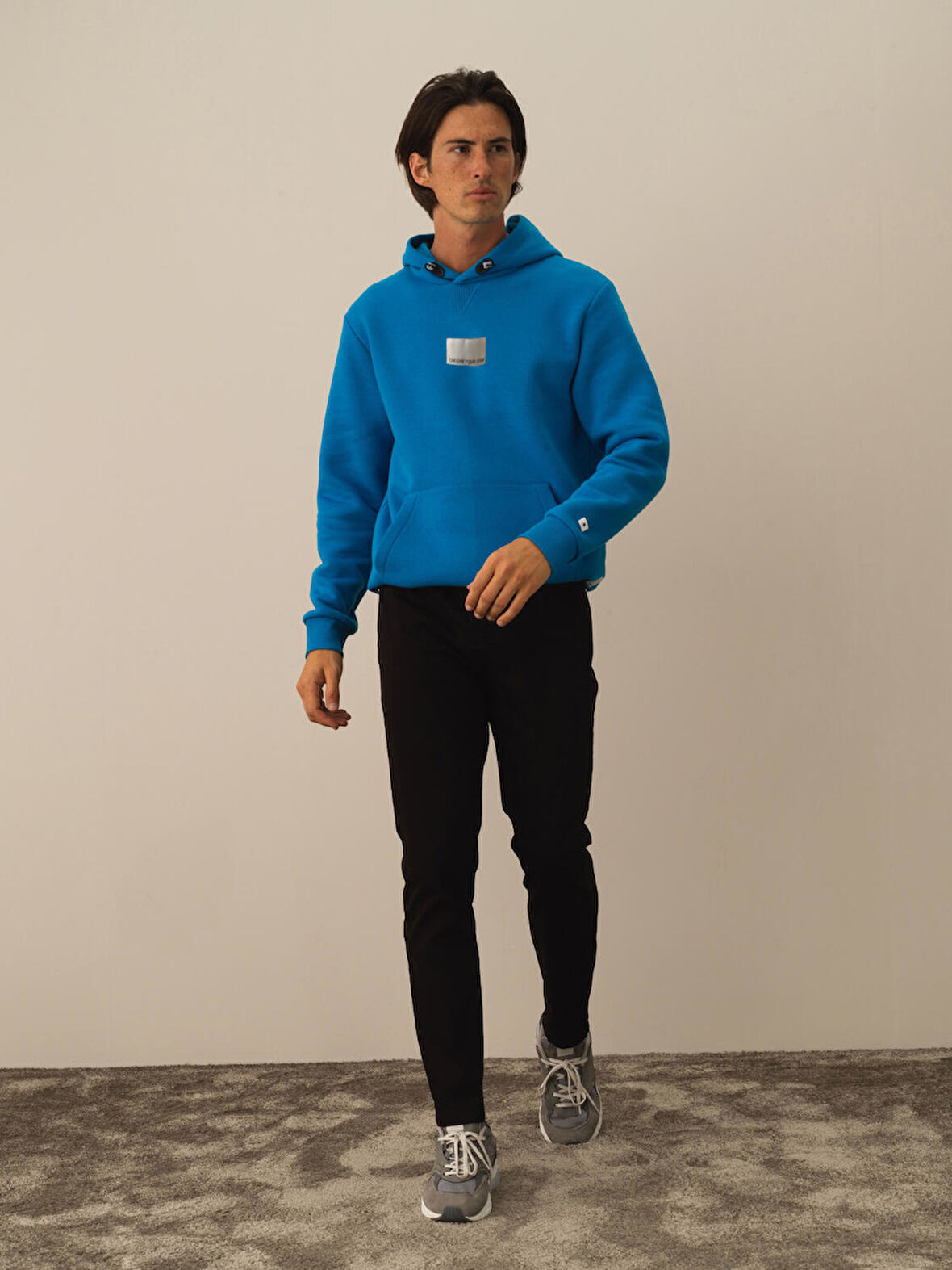 Xint Siyah Pamuk Dokulu Slim Fit Pantolon