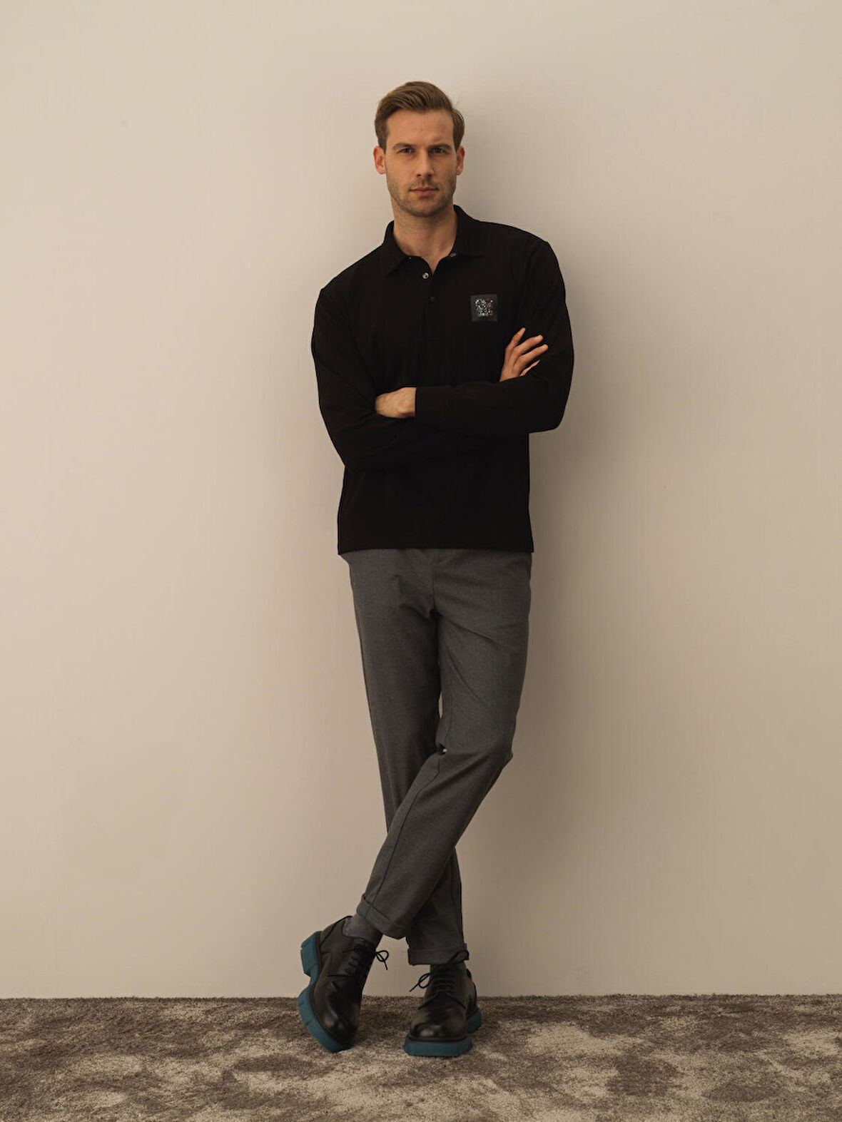 Xint Siyah Pamuk Dokulu Regular Fit Uzun Kollu Tişört