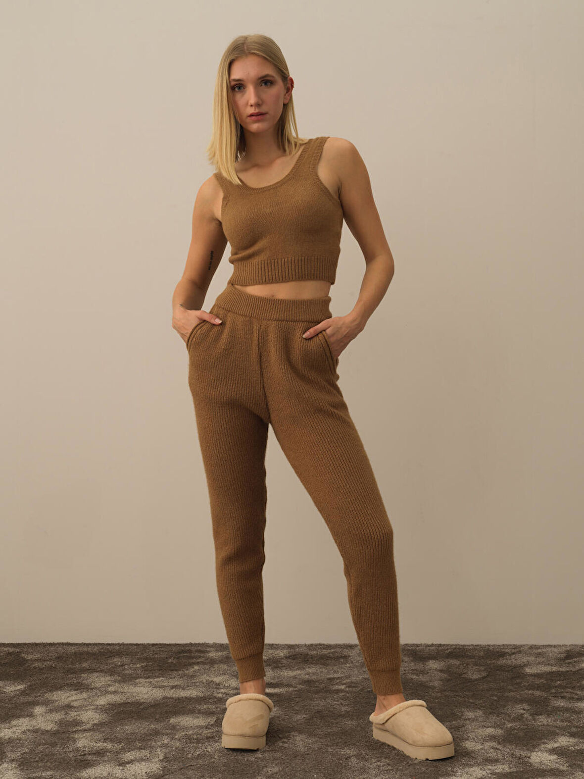 Xint Camel Lüks Pamuk Dokulu Regular Fit Pantolon