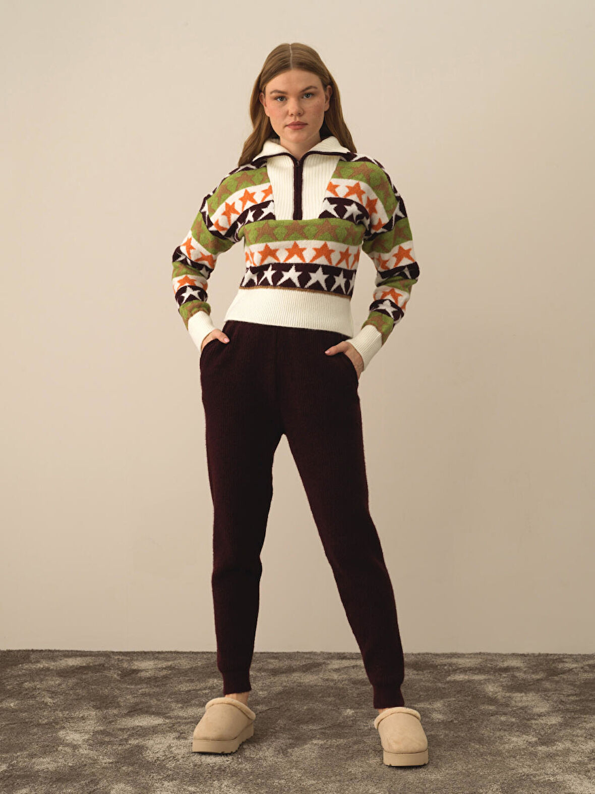 Xint Bordo Lüks Pamuk Dokulu Regular Fit Pantolon