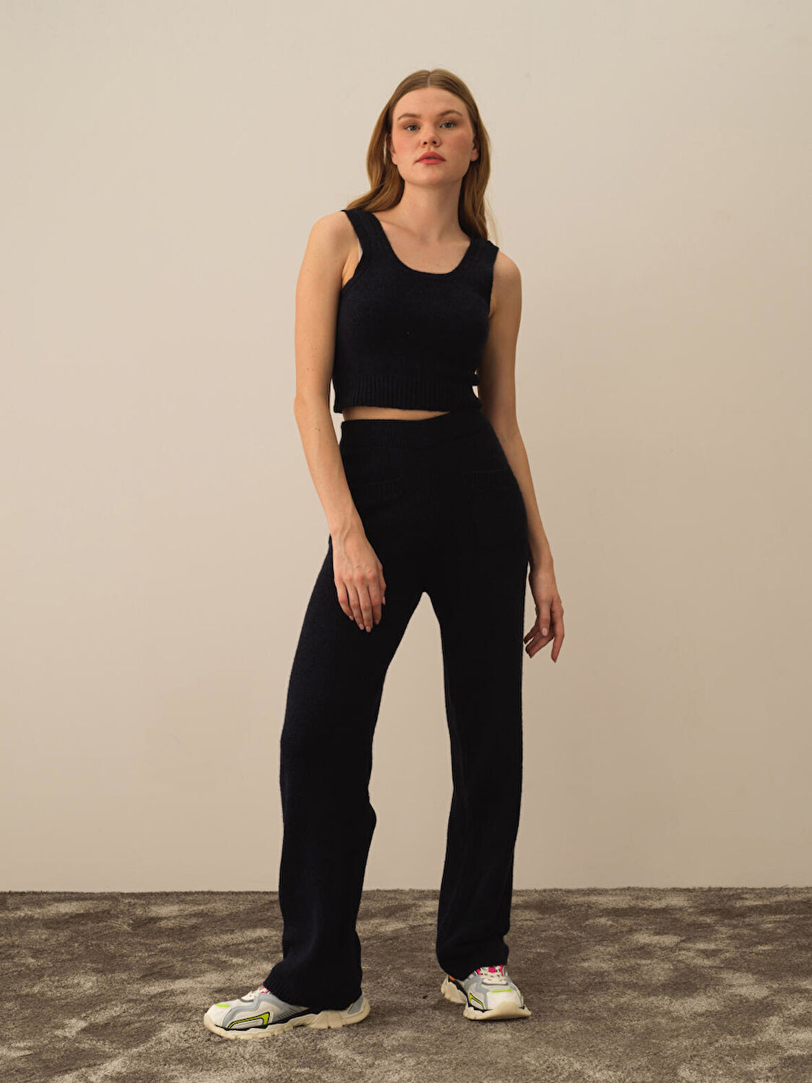 Xint Lacivert Lüks Pamuk Dokulu Regular Fit Pantolon