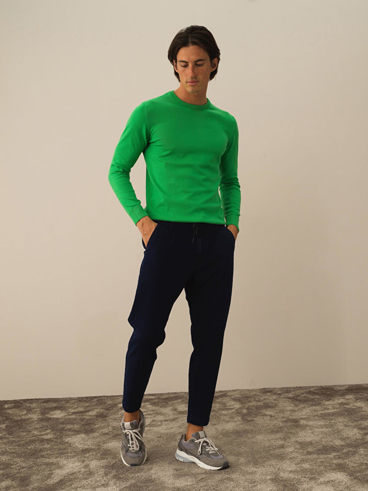 Xint Lacivert Pamuk Dokulu Regular Fit Jogger Pantolon