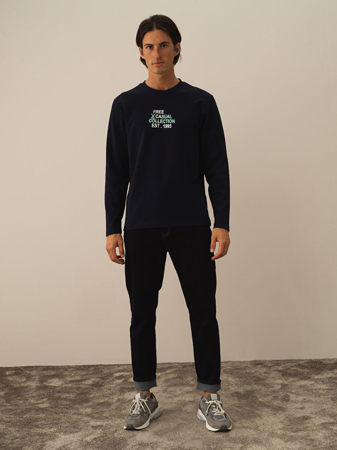 Xint Lacivert Pamuk Dokulu Slim Fit Pantolon