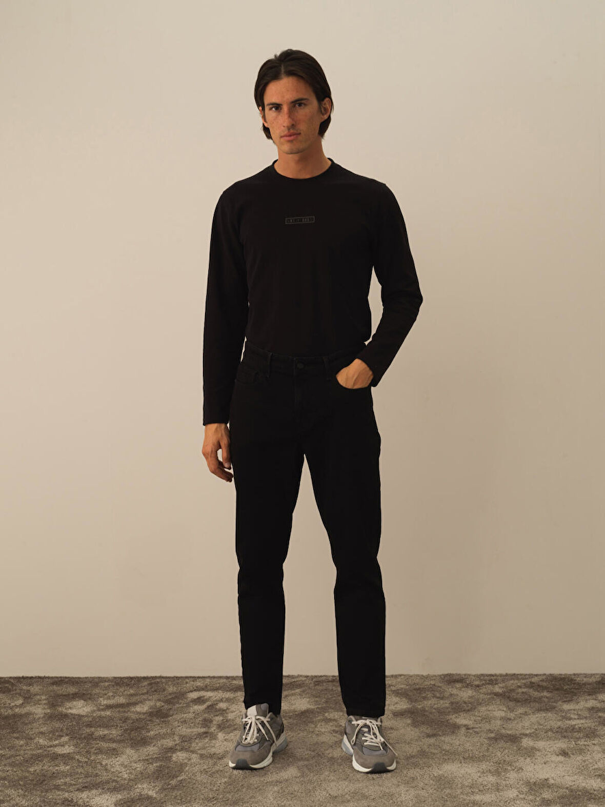 Xint Siyah Pamuk Dokulu Slim Fit Pantolon