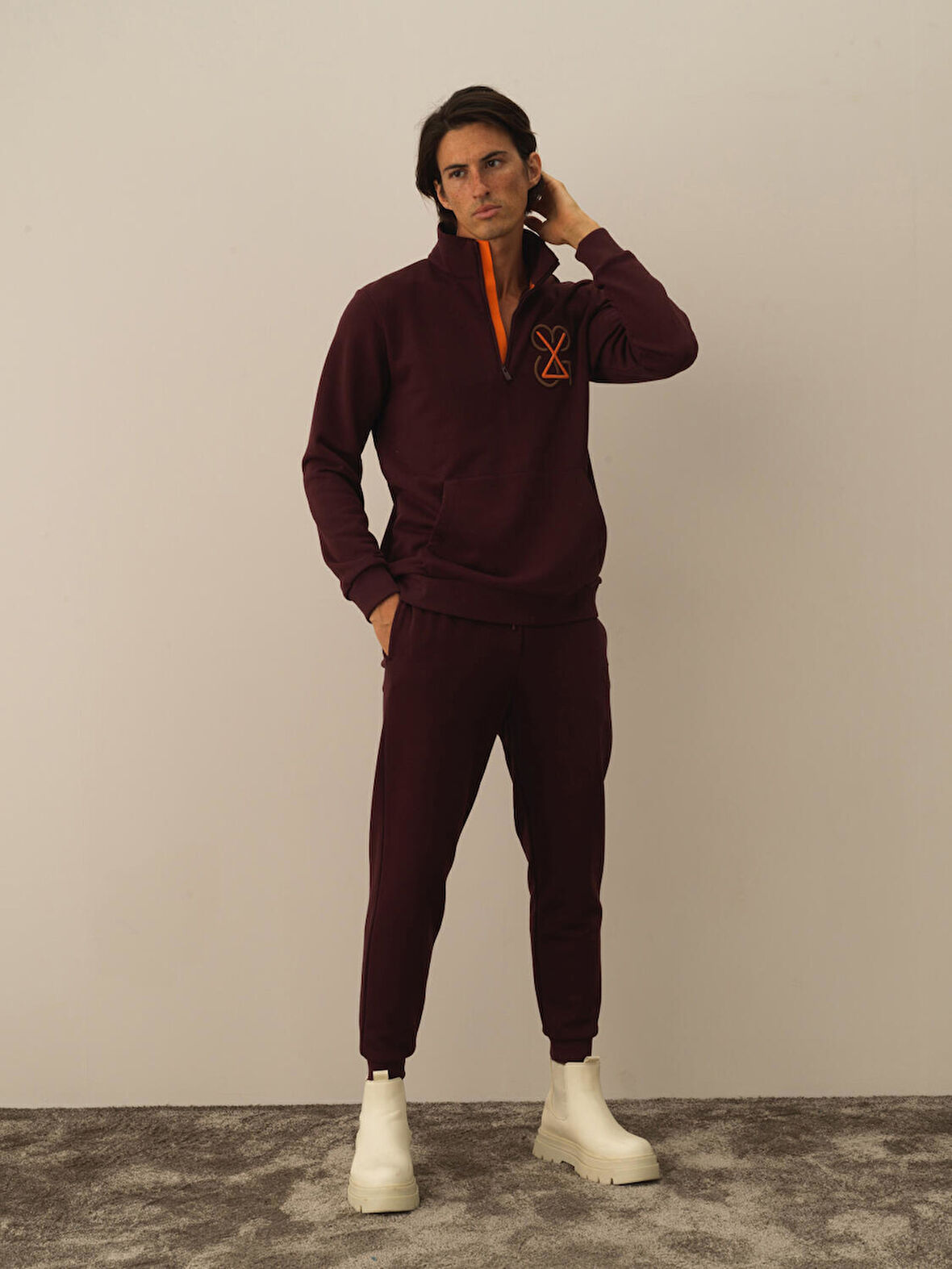 Xint Bordo Pamuk Dokulu Regular Fit Sweatshirt