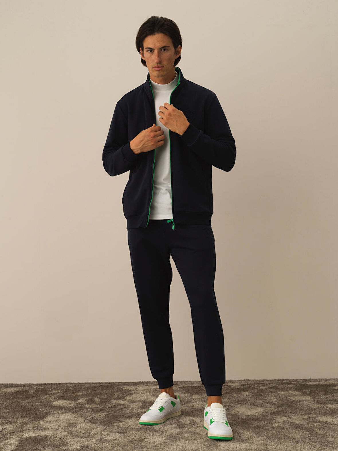 Xint Lacivert Pamuk Dokulu Regular Fit Sweatmont