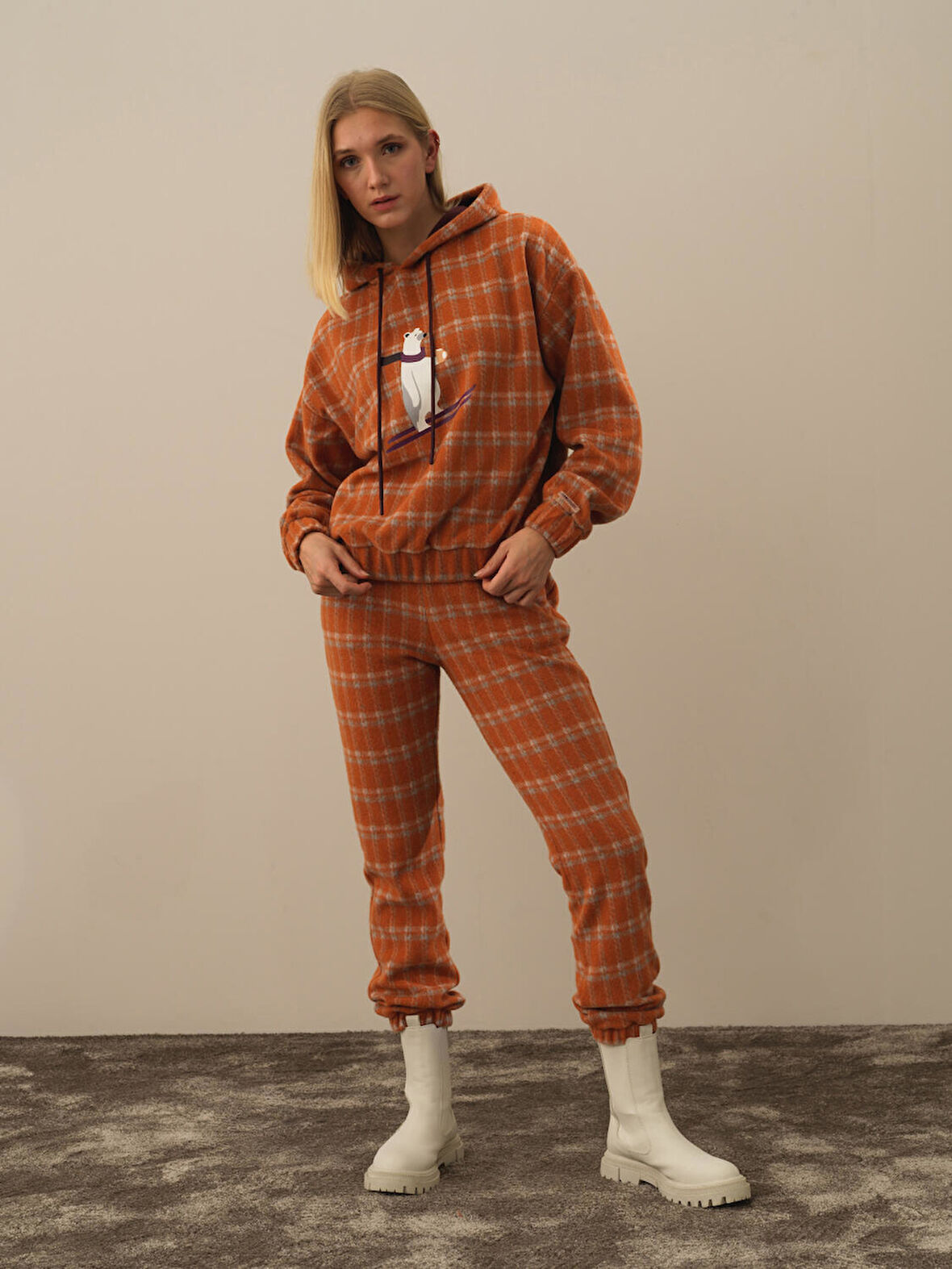 Xint Oranj Esnek Dokulu Oversize Sweatshirt