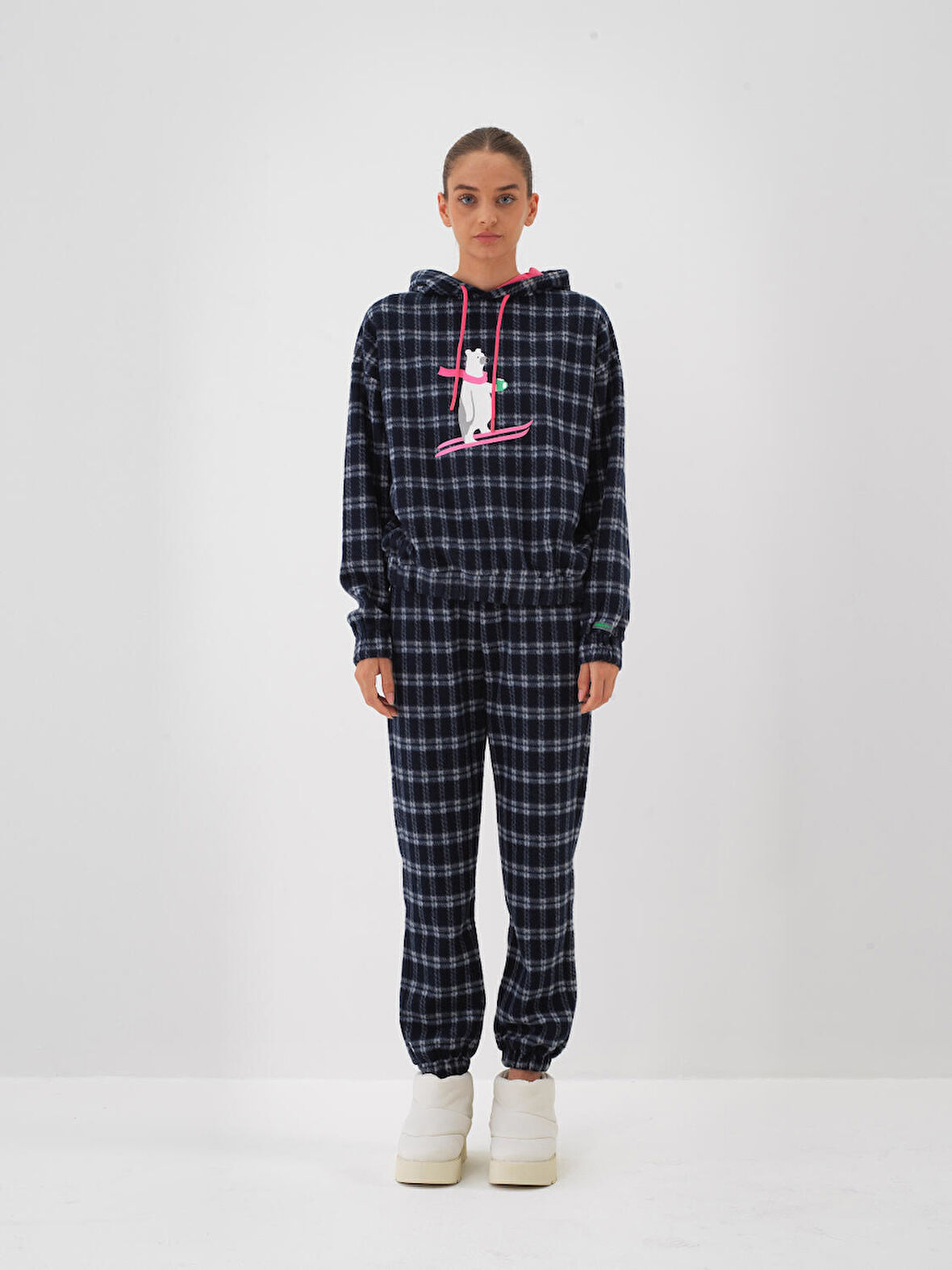 Xint Lacivert Esnek Dokulu Oversize Sweatshirt