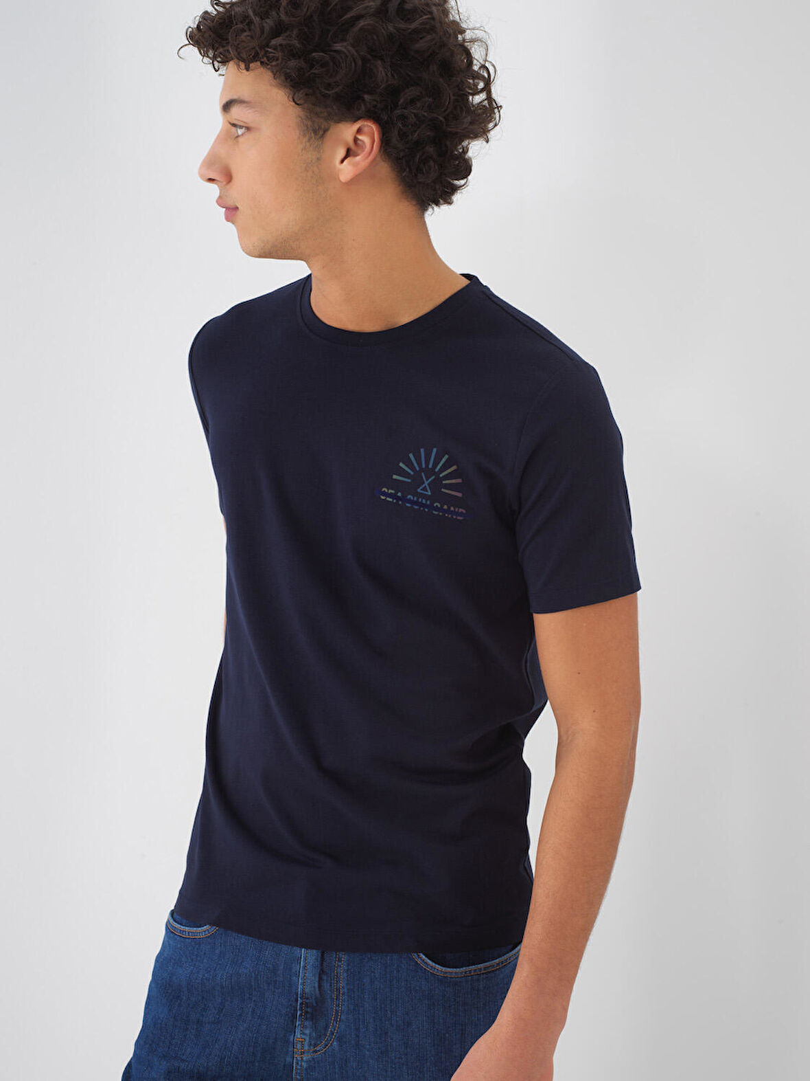 Lacivert Slim Fit Pamuklu Tişört
