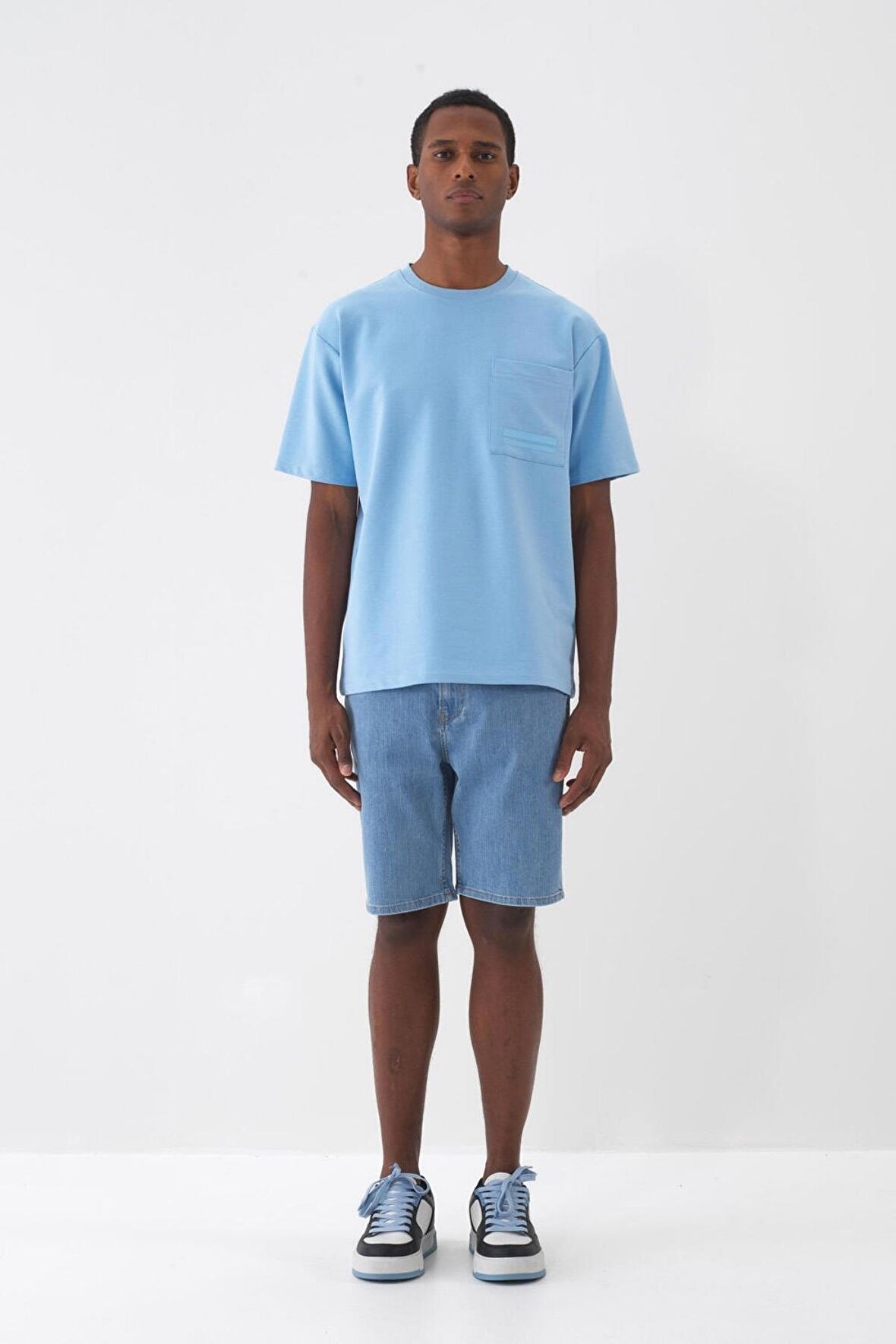 Xint Erkek Mavi 0 Yaka T-shirt 502100  