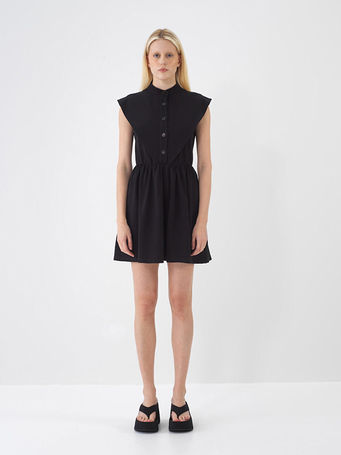 Siyah Regular Fit Pamuklu Elbise