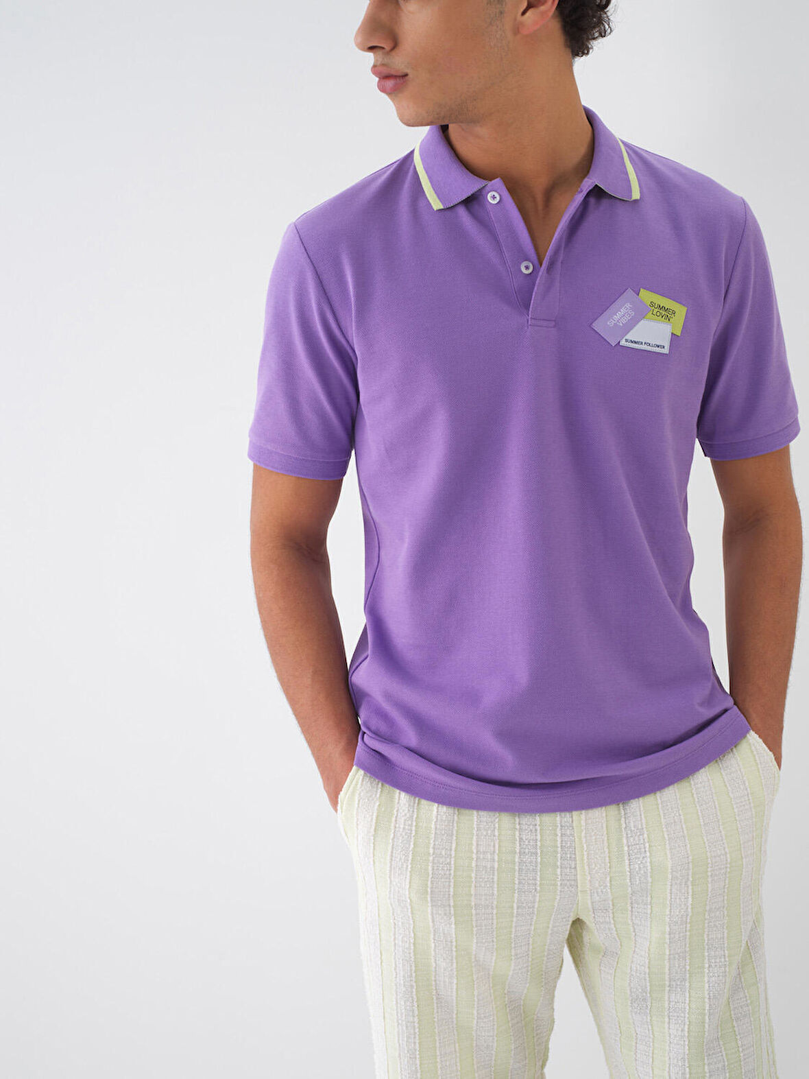 Lila Regular Fit Pamuklu Tişört