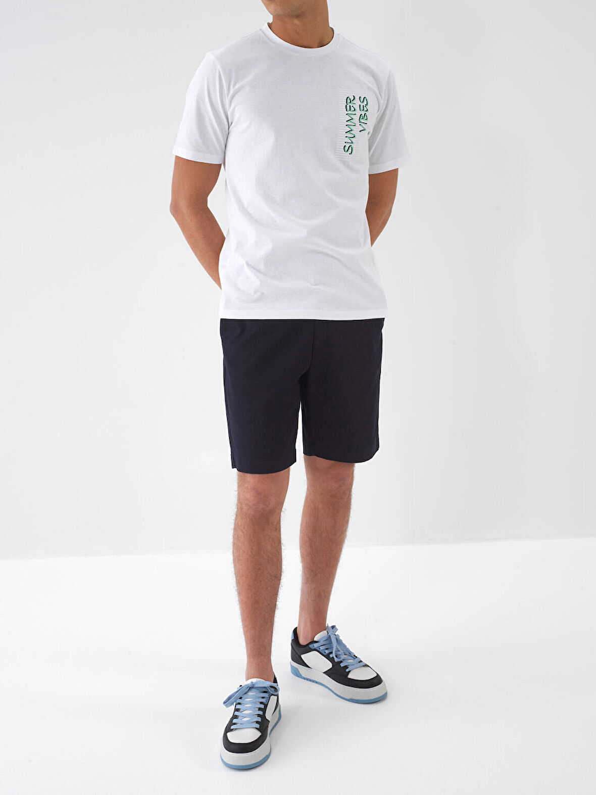 Lacivert Regular Fit Pamuklu Şort