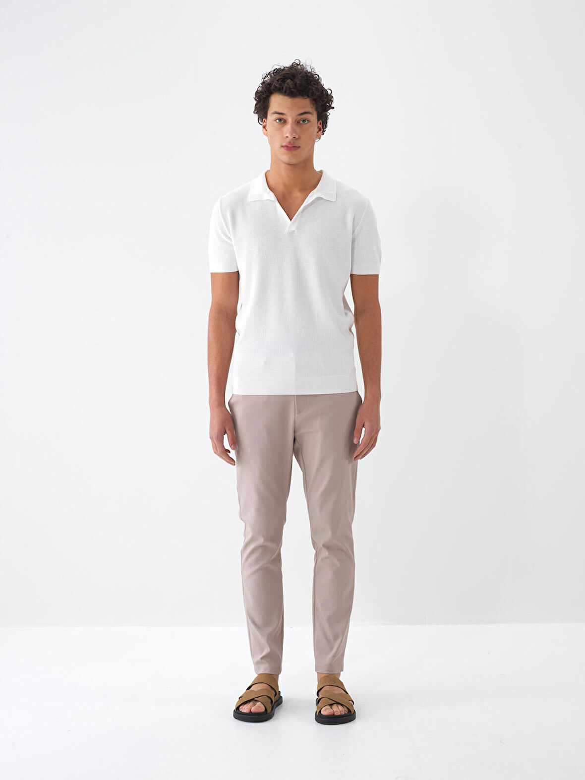 Taş Rengi Slim Fit Pamuklu Pantolon