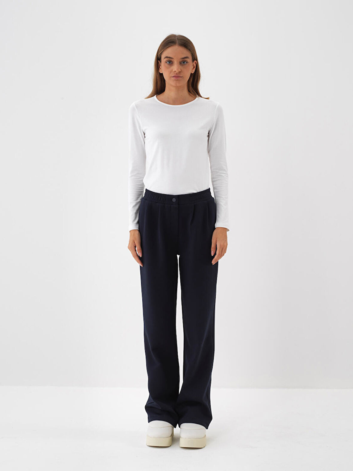 Xint Beyaz Modal Dokulu Slim Fit Uzun Kollu Tişört