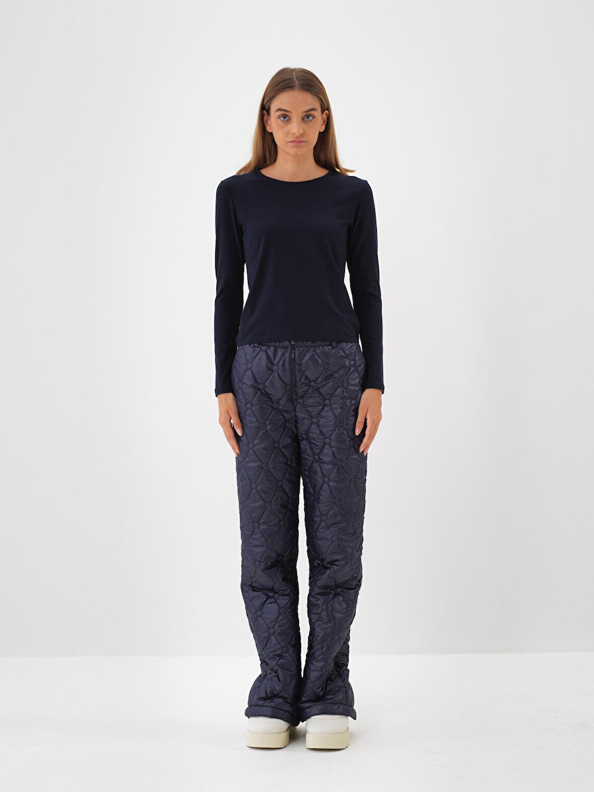 Xint Lacivert Modal Dokulu Slim Fit Uzun Kollu Tişört