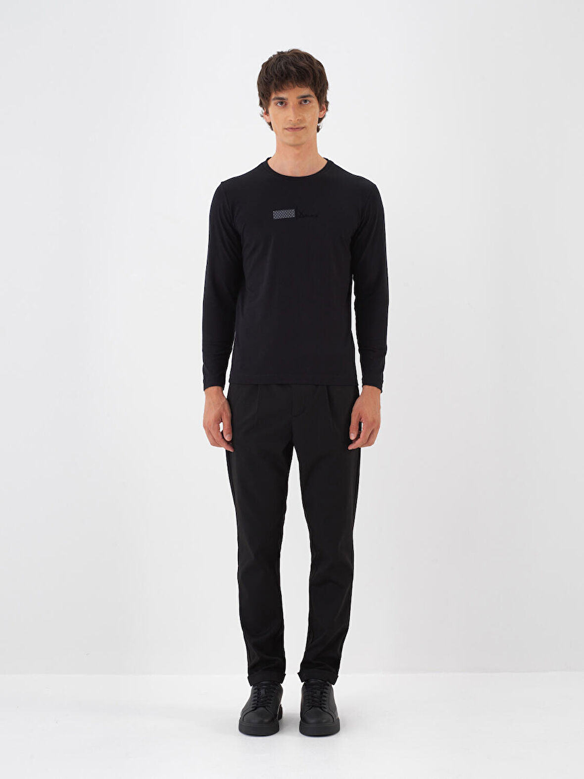 Xint Siyah Modal Dokulu Slim Fit Uzun Kollu Tişört