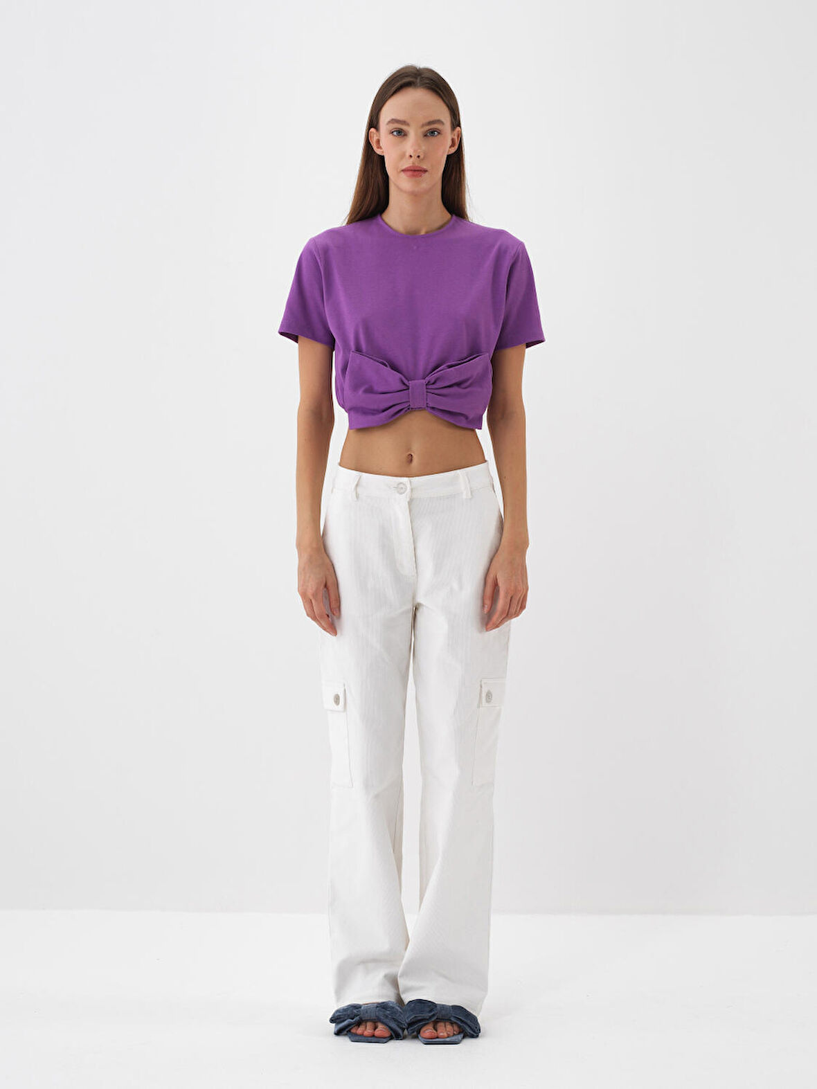 Xint Mor Pamuk Dokulu Regular Fit Tişört