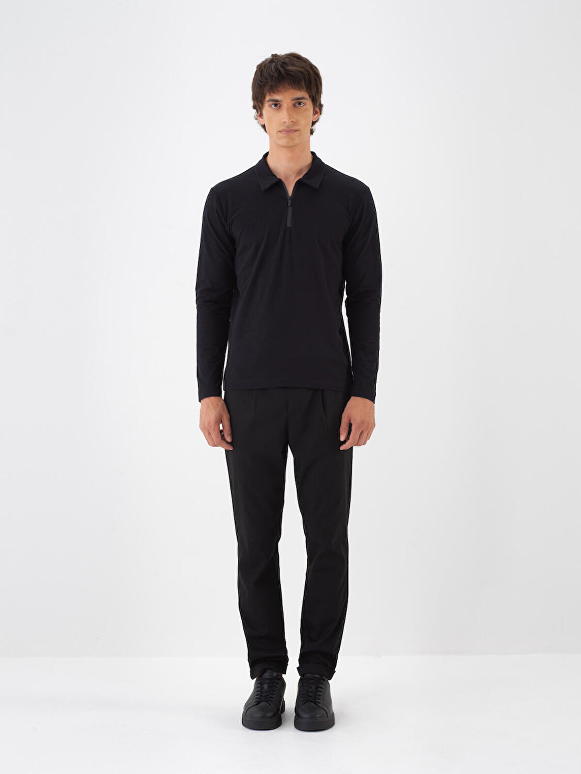 Xint Siyah Modal Dokulu Slim Fit Uzun Kollu Tişört