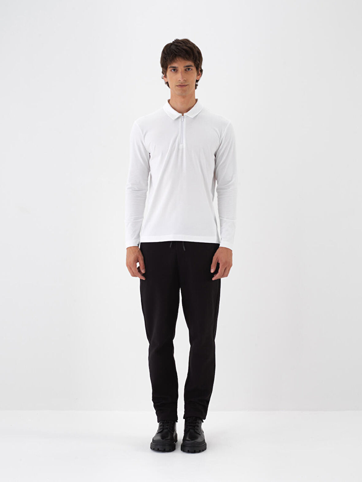 Xint Beyaz Modal Dokulu Slim Fit Uzun Kollu Tişört