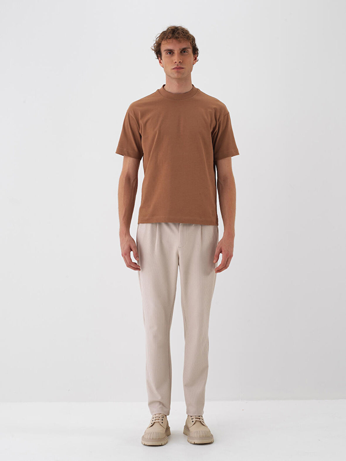 Xint Camel Pamuk Dokulu Regular Fit Tişört