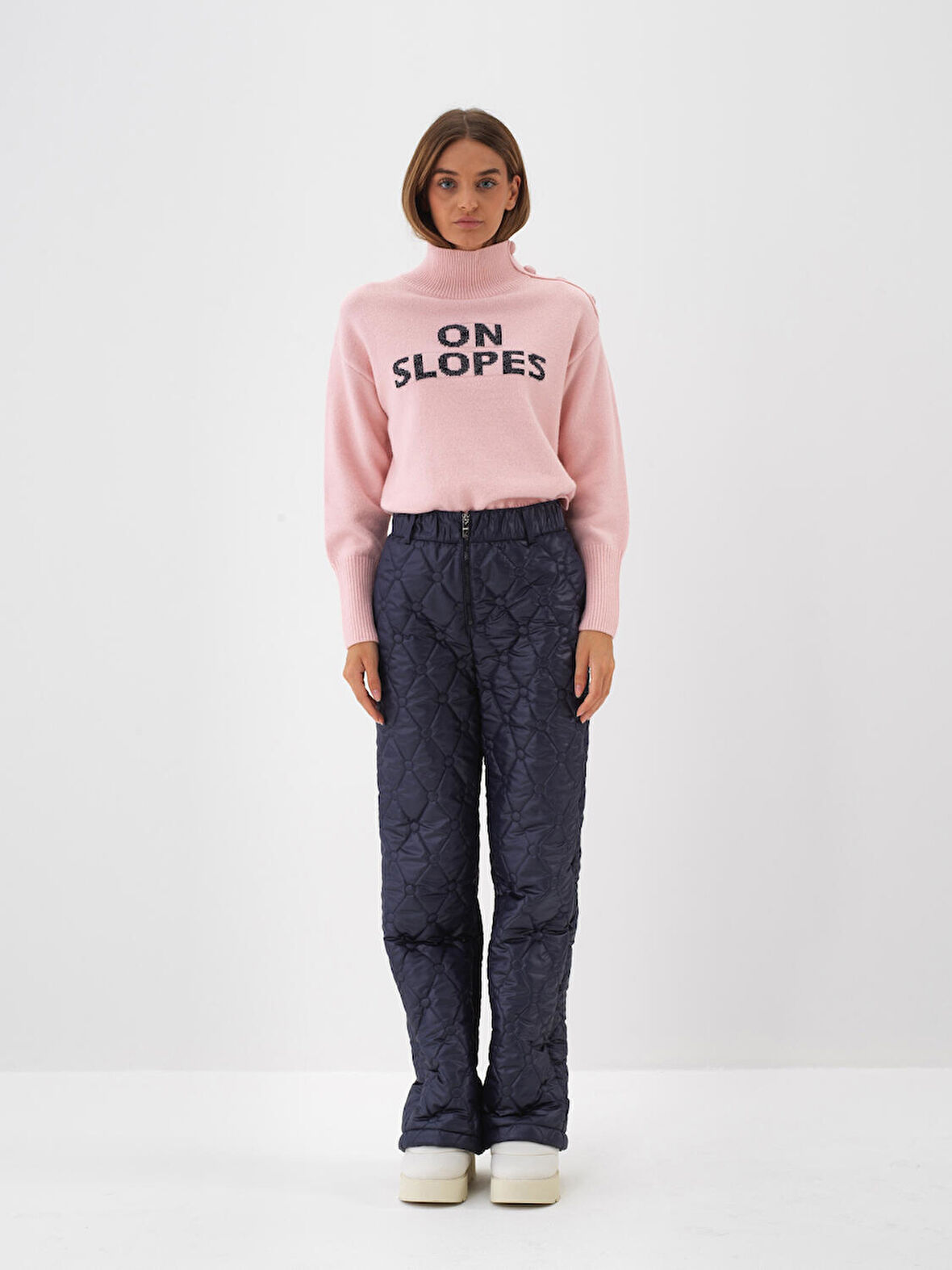 Xint Pembe Doğal Yün Dokulu Oversize Kazak