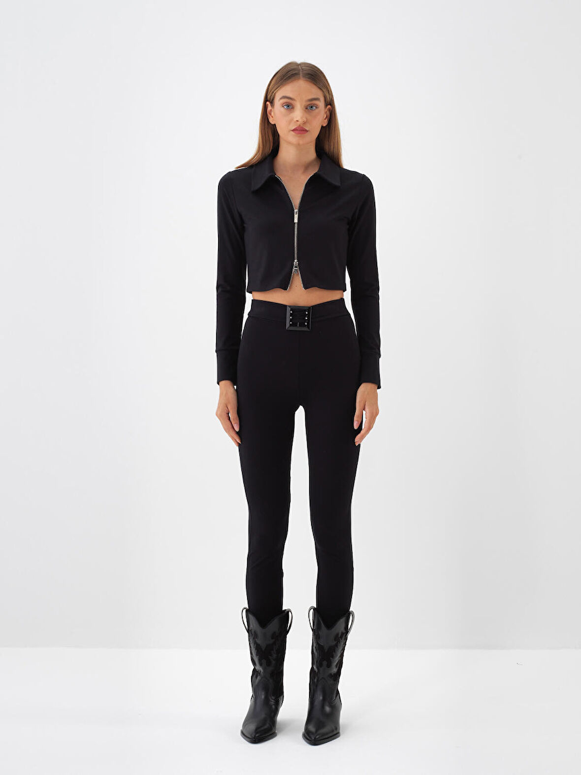 Xint Siyah Esnek Dokulu Slim Fit Sweatmont