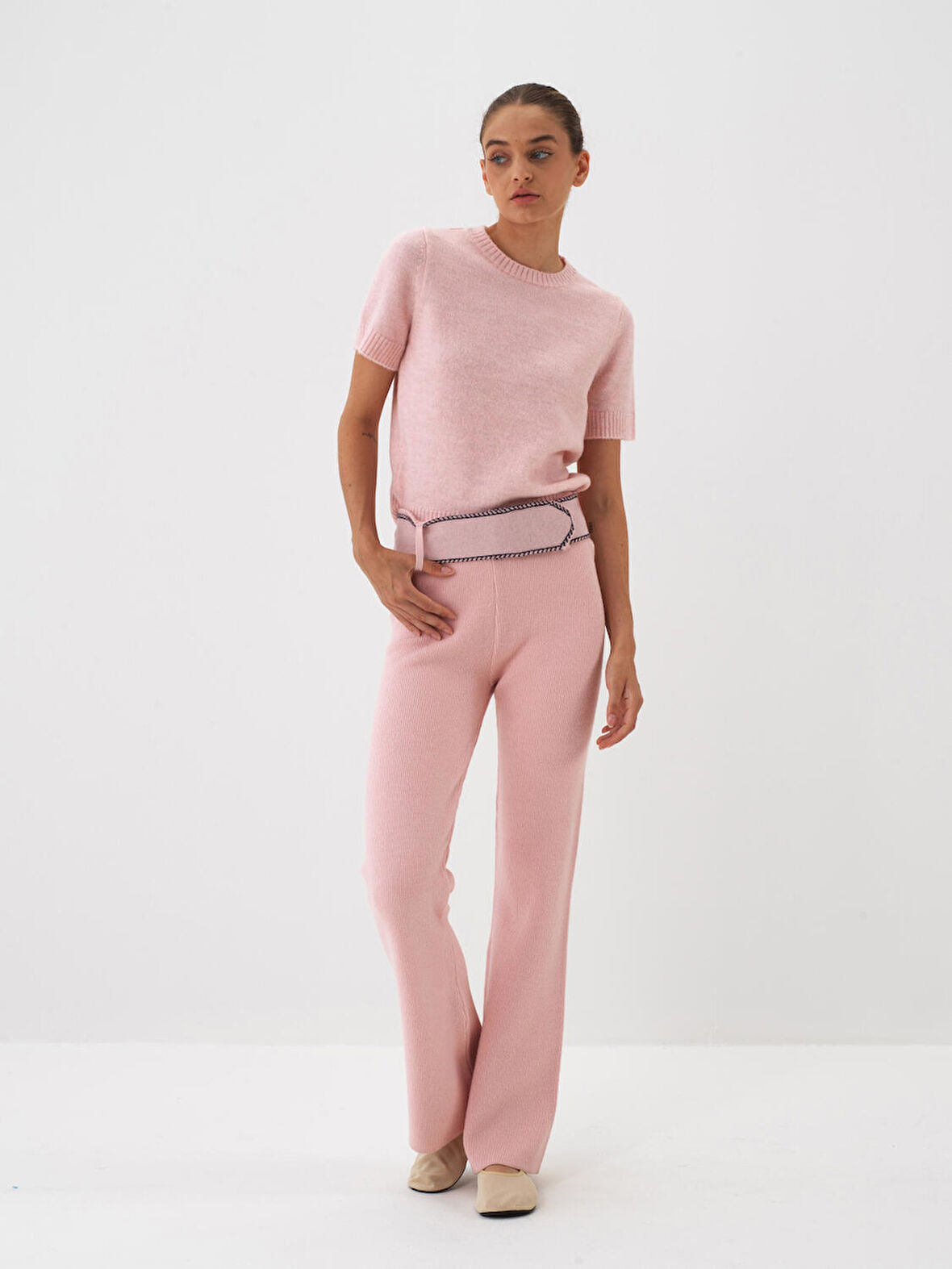 Xint Pembe Doğal Yün Dokulu Regular Fit Pantolon