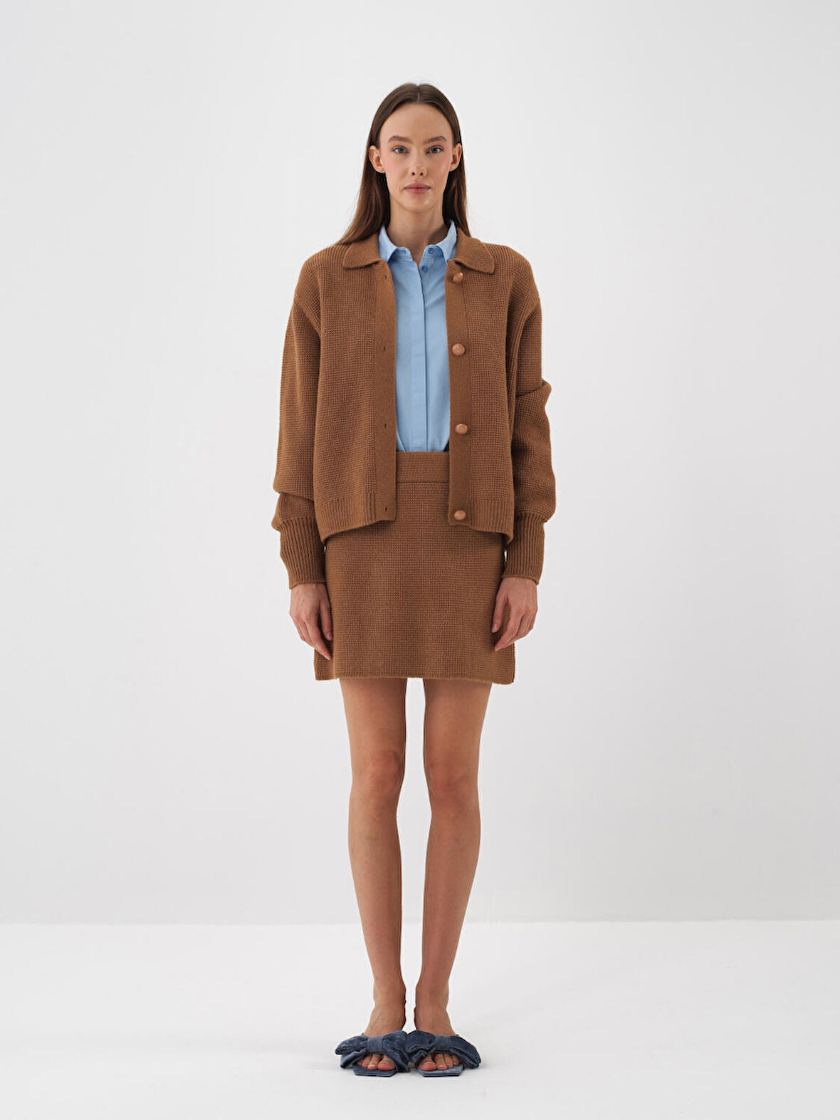 Xint Camel Doğal Yün Dokulu Oversize Ceket