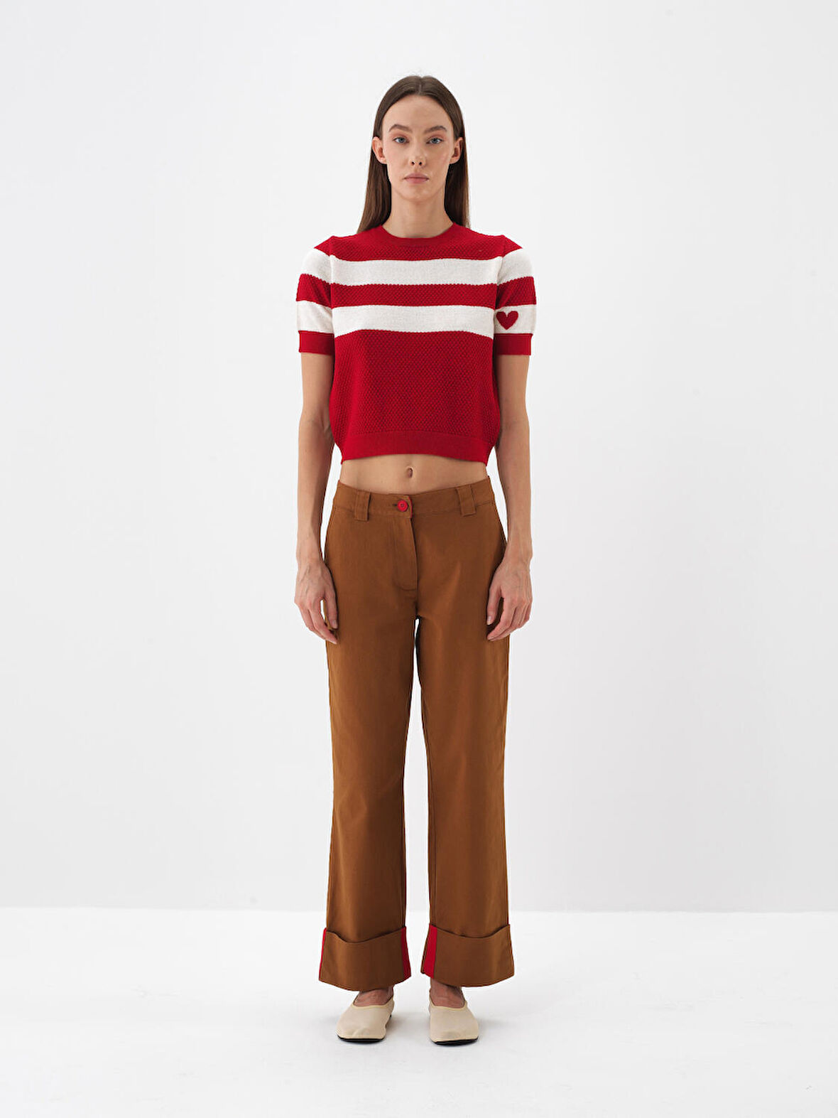 Xint Kırmızı Doğal Yün Dokulu Regular Fit Kazak