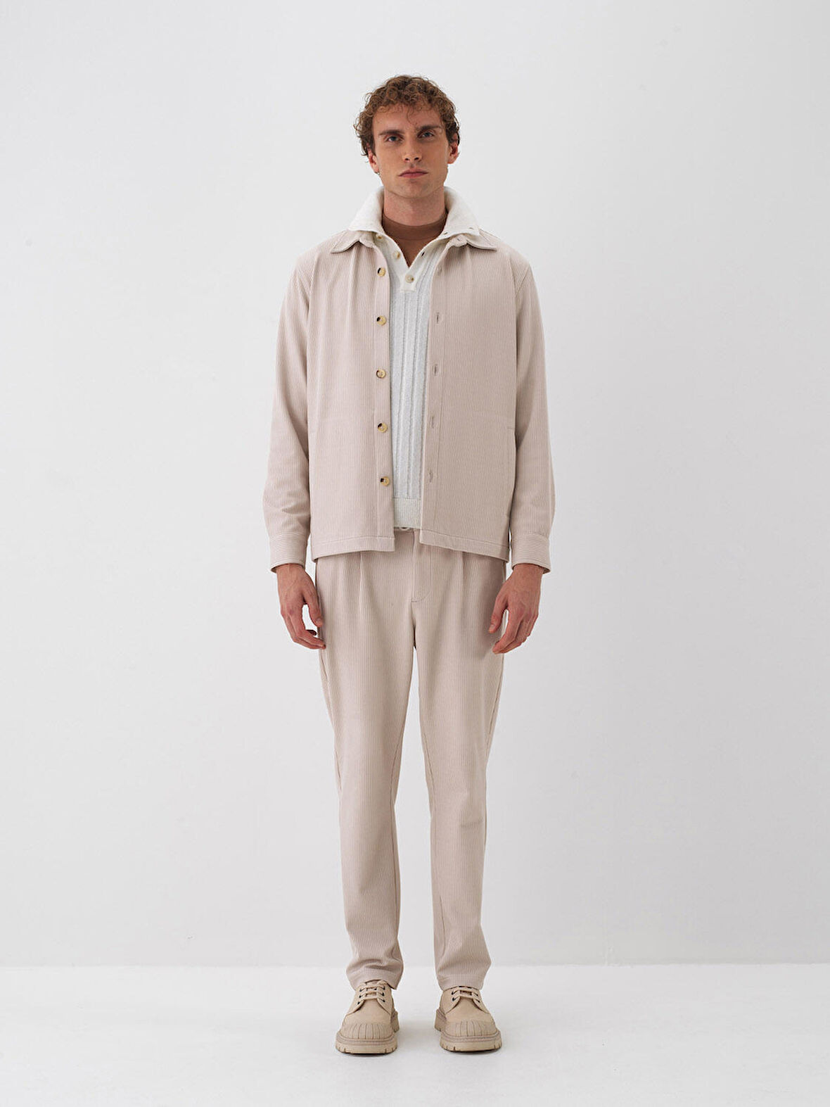 Xint Taş Rengi Esnek Dokulu Regular Fit Gömlek Ceket