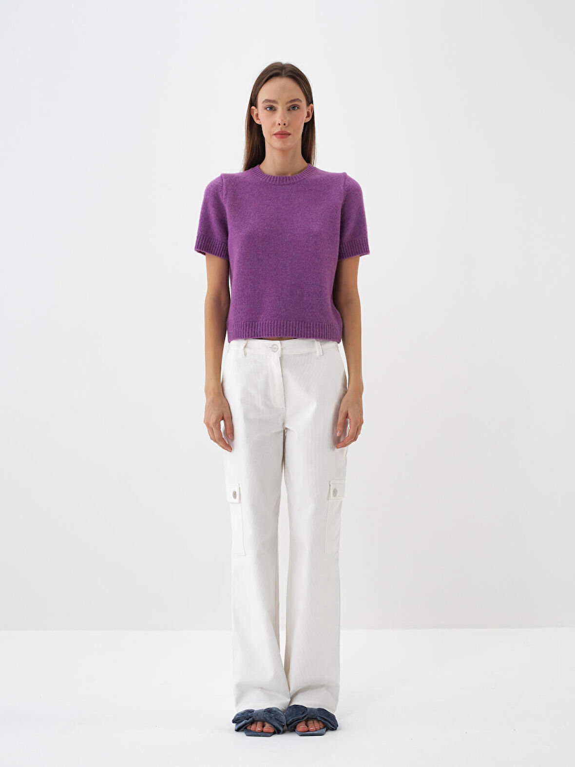 Xint Beyaz Lüks Dokulu Soft Kadife Oversize Pantolon