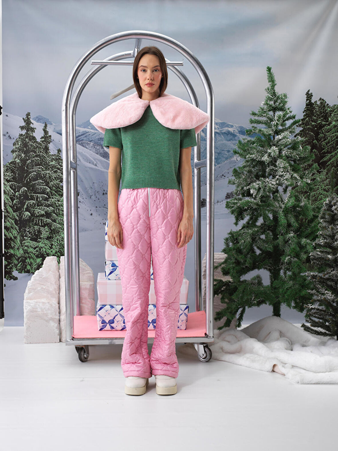 Xint Pembe Formunu Koruyan Oversize Pantolon