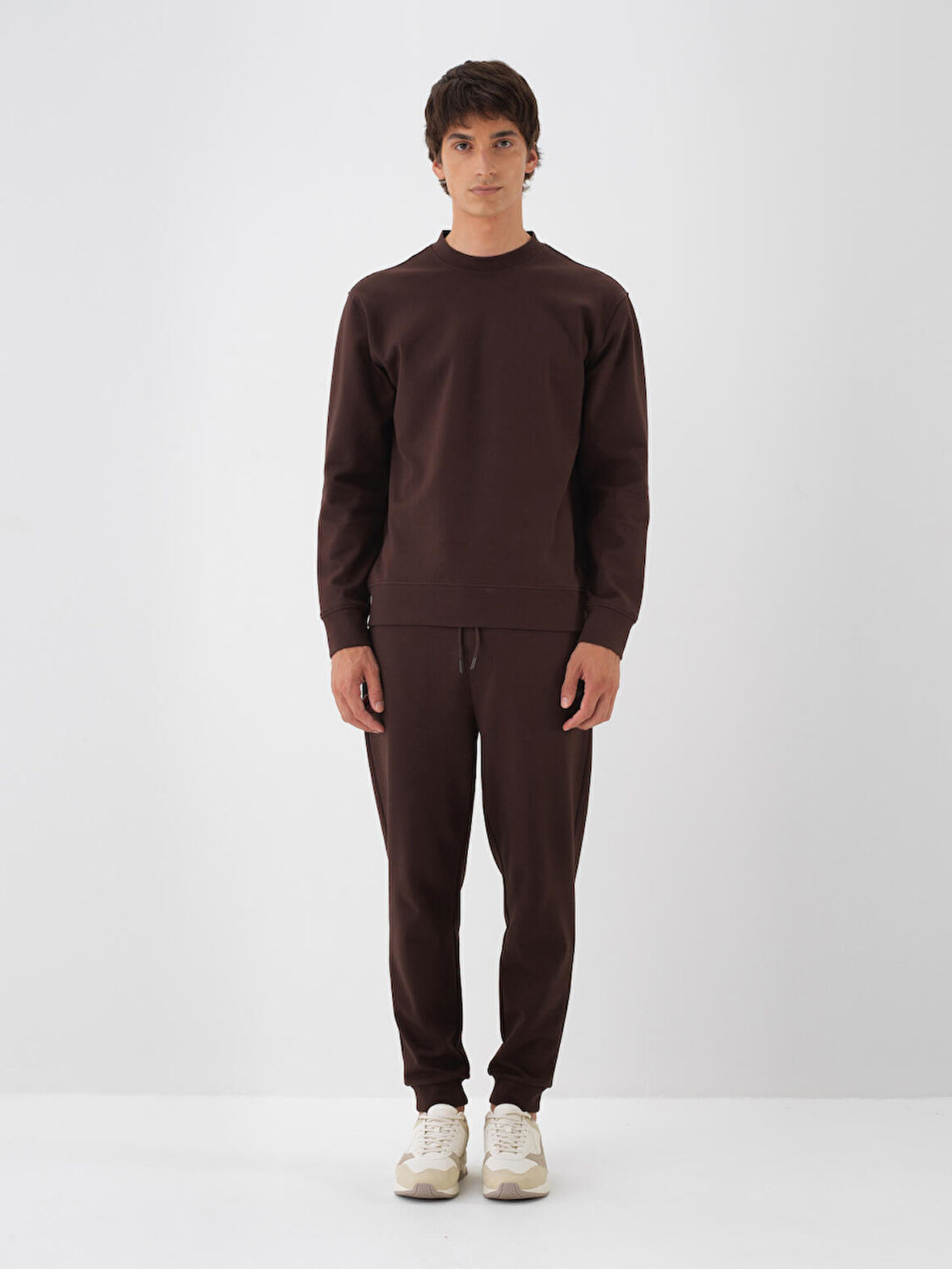 Xint Kahverengi Pamuk Dokulu Regular Fit Sweatshirt